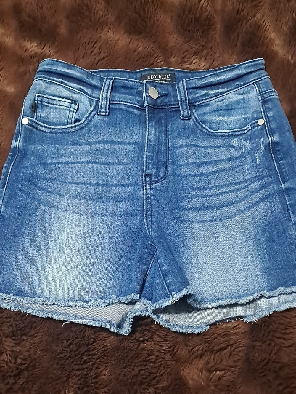 Judy Blue Faded Blue Frayed Hem Denim Shorts Size S